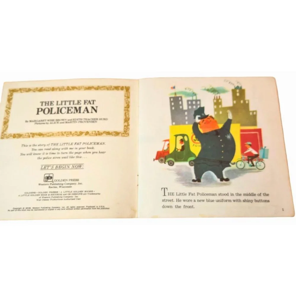 Vintage 1950s The Little Fat Policeman A Little Golden Book & 33 1/3 Record #224